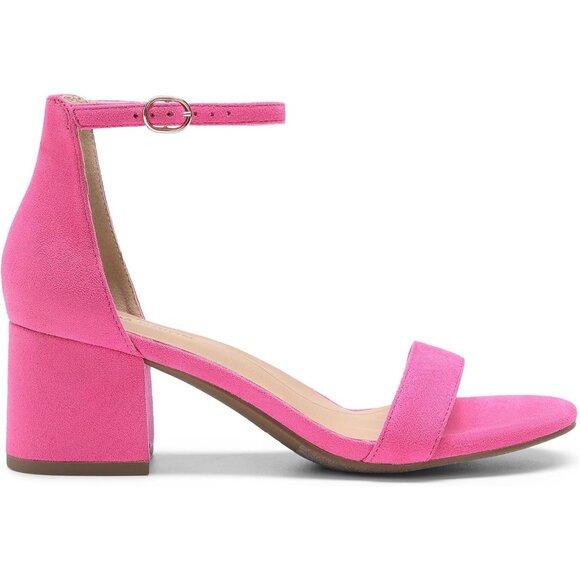 Dream Pairs Women's Fuchsia Suede Chunky Block Heel Ankle Strap Sandals Shoes - Picture 2 of 8